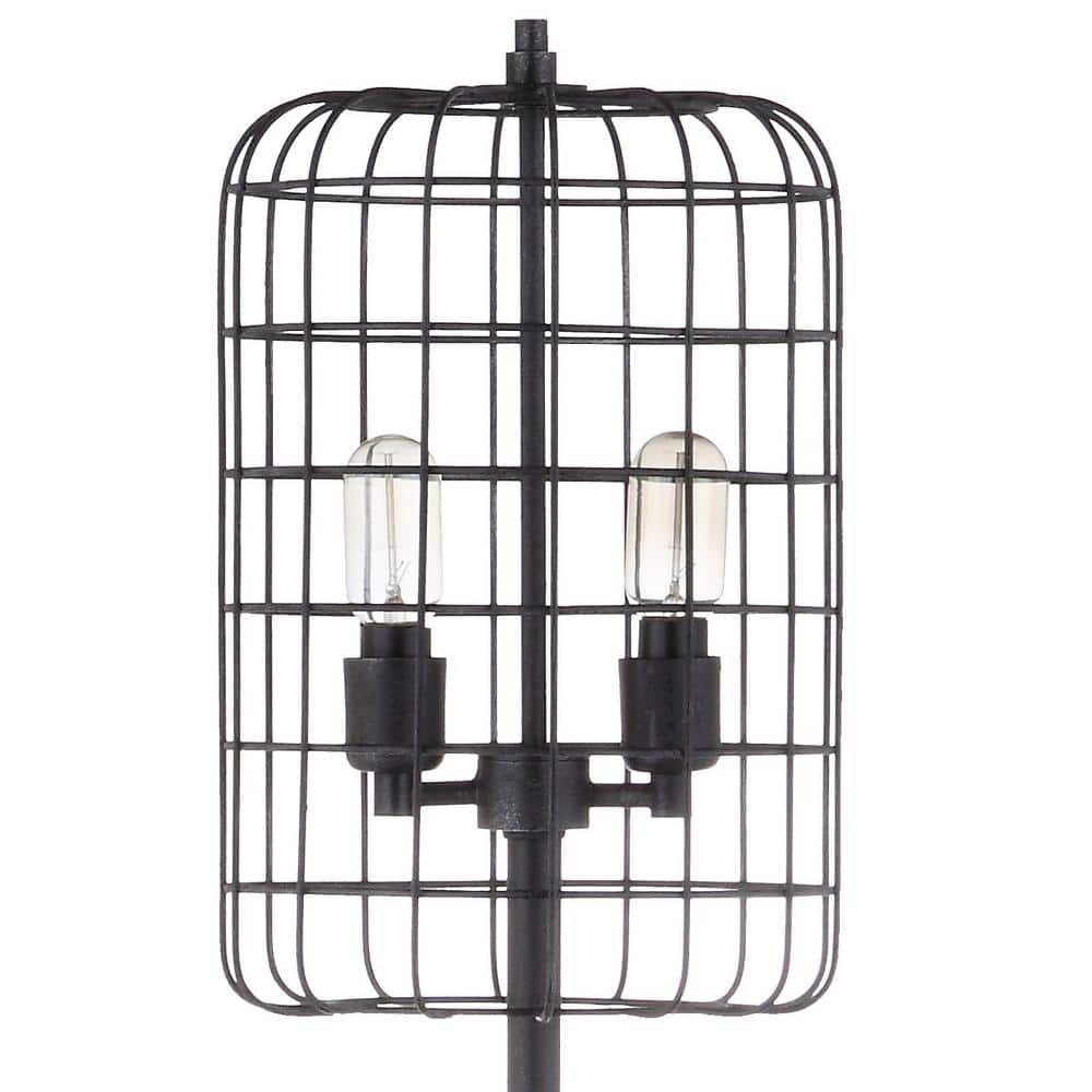 Odette 65" Black/Silver Industrial Metal Floor Lamp with Edison Bulb