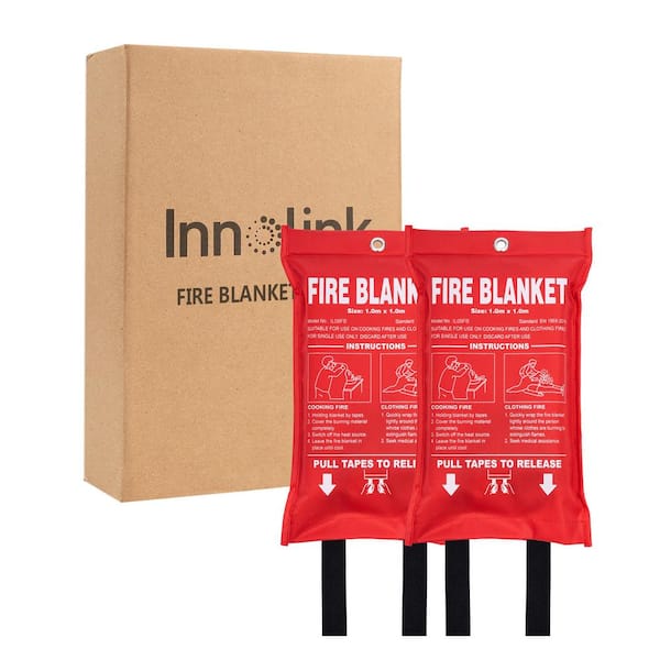 Innolink Emergency Fiberglass Fire Blanket 2-Pack - Fire Suppression Blanket for Kitchen and home 40 in. x 40 in.