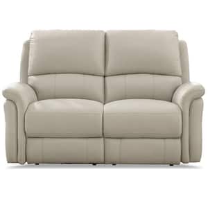 Erindale 64.5 in. Vanilla Top Grain Leather 2-Seaters Zero Gravity Power Reclining Loveseat with Built-In USB Ports