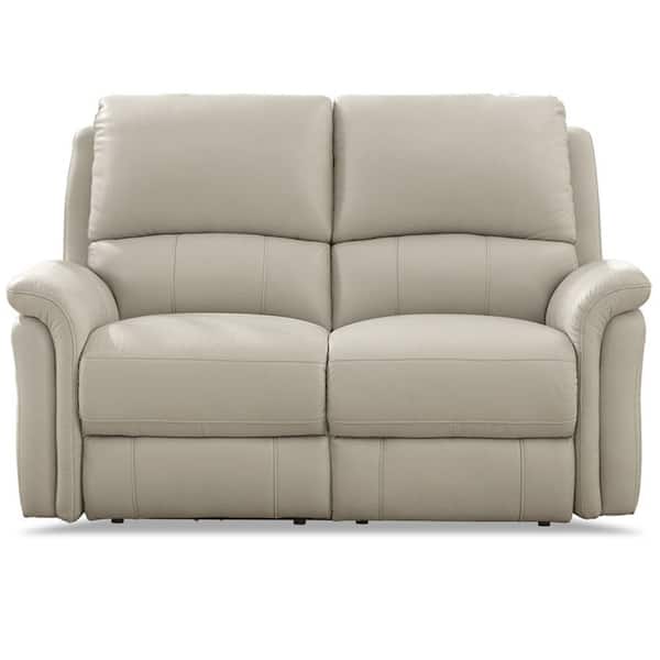 Hydeline Erindale 64.5 in. Vanilla Top Grain Leather 2-Seaters Zero Gravity Power Reclining Loveseat with Built-In USB Ports