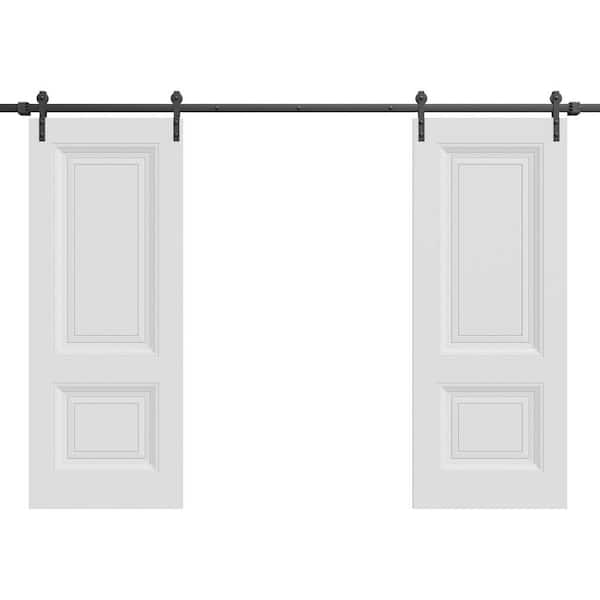 7422 84 in. x 80 in. Sold Core White Color Wood Sliding Barn Door with Hardware Kit