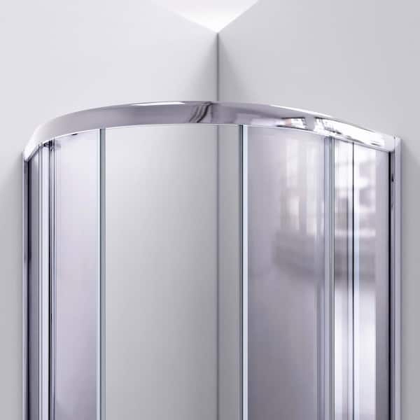 DreamLine - Prime 36 in. x 36 in. x 76.75 in. H Sliding Semi-Frameless Corner Shower Kit in Chrome with Base and Back Walls