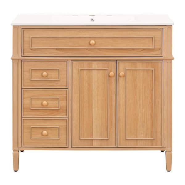 Virubi 36 in. W Single Sink Bath Vanity in White with White