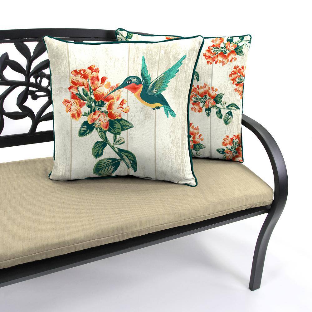 Hummingbird Floral Reversible Square Outdoor Throw Pillow