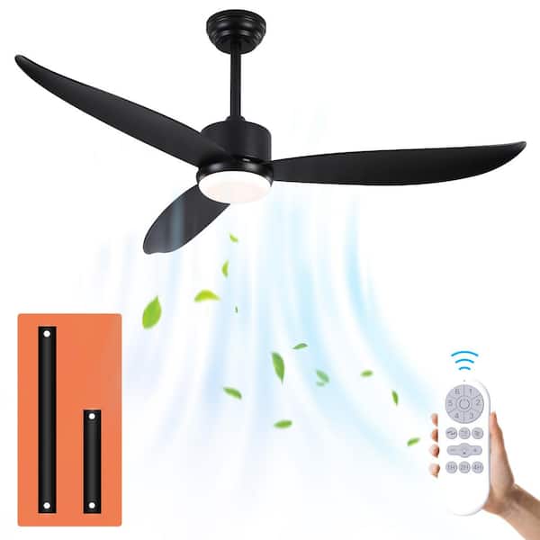 raccroc 52 in. Integrated LED Indoor Solid Outdoor Black ABS Finish Ceiling Fan with Remote Control and 1-Light