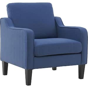 VINGLI 30 in. W Blue Linen Club Chair with Cushion