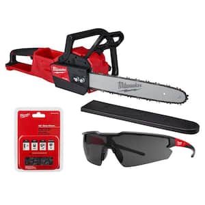 M18 FUEL 16 in. 18V Brushless Electric Battery Chainsaw (Tool-Only) with Extra 16 in. Chain & Tinted Safety Glasses