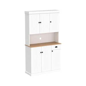 40 in. W x 15 in. D x 71 in. H White Linen Cabinet, 71 in. Kitchen Pantry Storage, Indoor Freestanding Hutch Cabinet