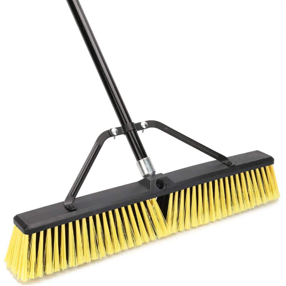 ITOPFOX HeavyDuty 24 in. Stainless Steel Handle Indoor/Outdoor Push Broom HDPH003OT084 The