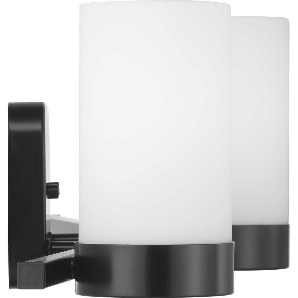 Matte Black 3-Light Bath Vanity with Etched White Glass Shades