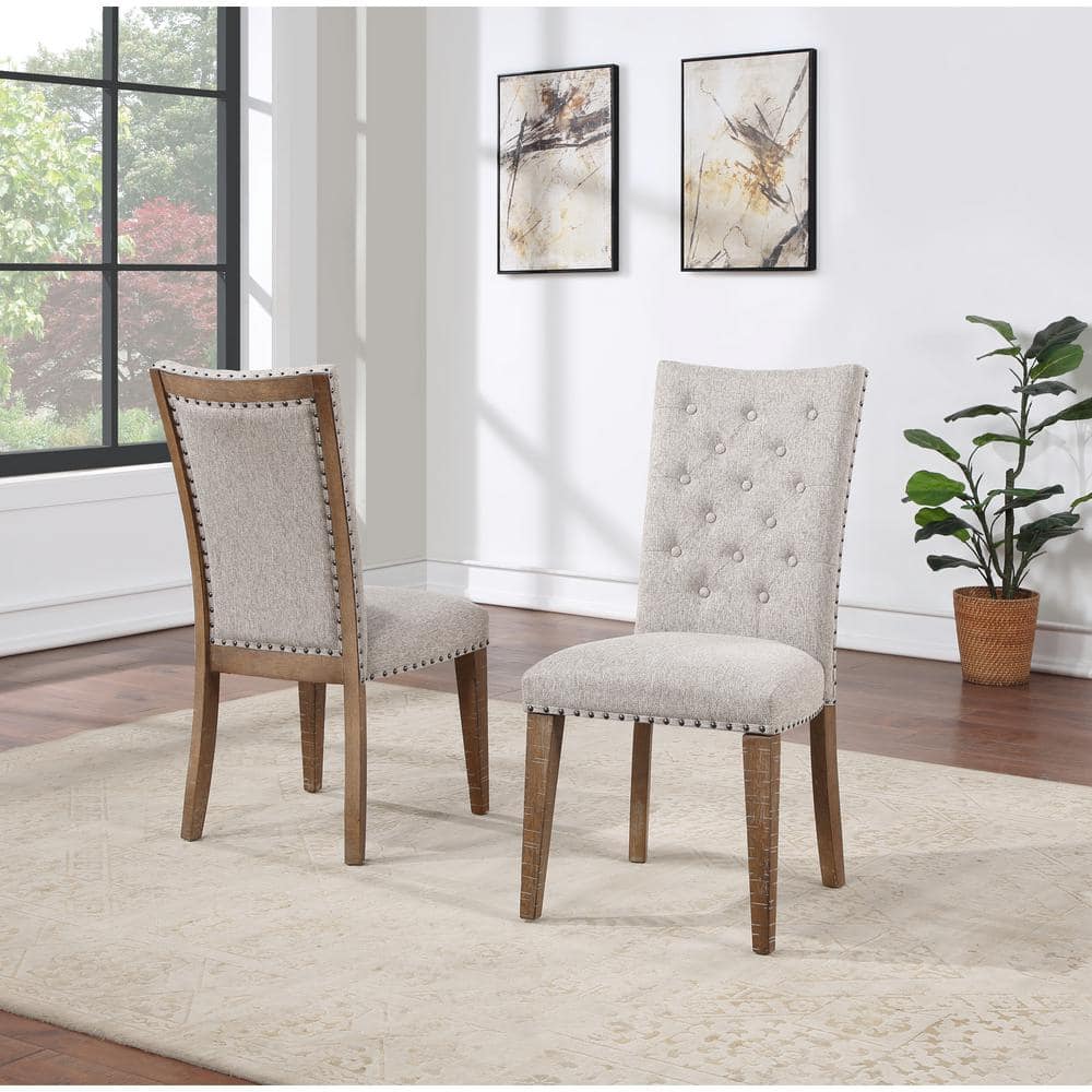 Riverdale Light Brown Distressed Wood 7-Piece Dining Set with Upholstered Chairs