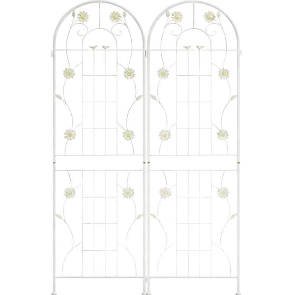 2-Pack 71 in. Rustic Iron Arch Decorative Garden Trellis, Perfect for Supporting Outdoor Climbing Plants, White