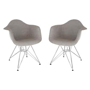 Willow Grey Polyester Arm Chair (Set of 2)