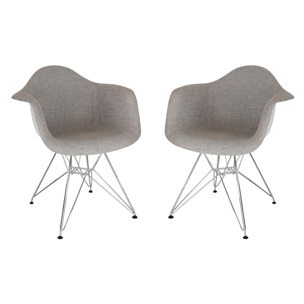 Leisuremod Willow Grey Polyester Arm Chair (Set of 2)