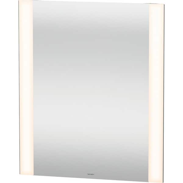 Light and Mirror 1.375 in. W x 27.5 in. H Rectangular Frameless Wall Mount Bathroom Vanity Mirror in White