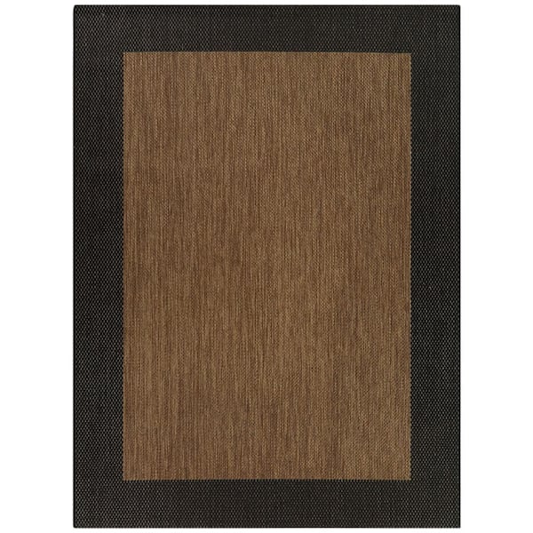 BALTA Amedeo Navy/Brown 5 ft. 3 in. x 7 ft. Border Indoor/Outdoor Area Rug