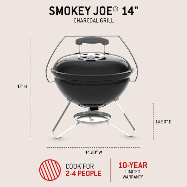 Weber Smokey Joe 14 in. Portable Charcoal Grill in Black with Tuck