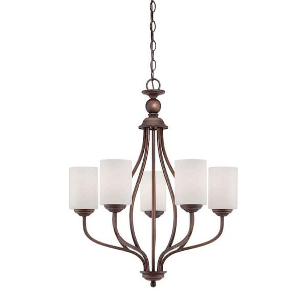 Millennium Lighting 5-Light Brushed Pewter Chandelier with Etched White Glass