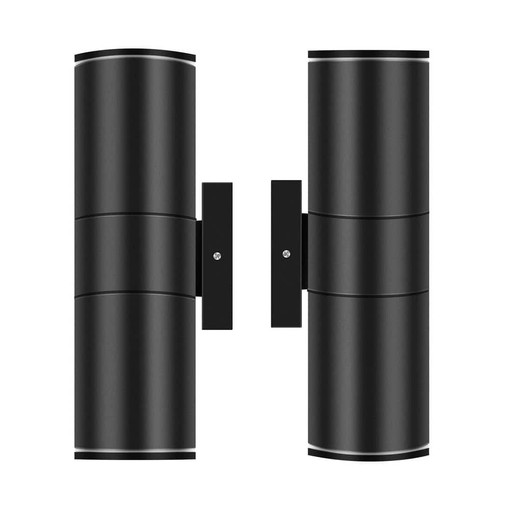 11.5 in. Black Aluminum Modern Indoor and Outdoor Cylinder LED Wall Lantern Scone (Set of 2) price history on PriceWatchPro