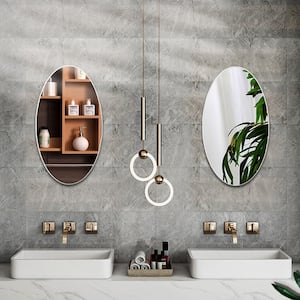 15 in. W x 25 in. H Round Frameless Beveled Wall Mounted Bathroom Mirror HD Makeup Mirror for Bathroom Home Decoration