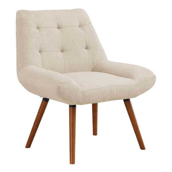 OSP Home Furnishings Calico Accent Chair in Cream Fabric with Amber Legs