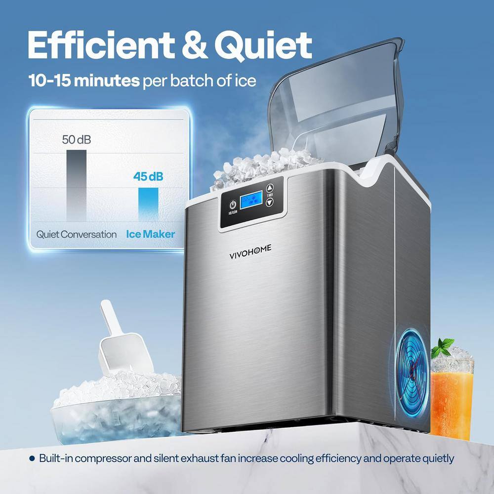Black Stainless Steel Portable Countertop Nugget Ice Maker