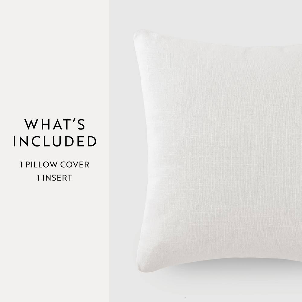 Distressed White Cotton Square Throw Pillow Set