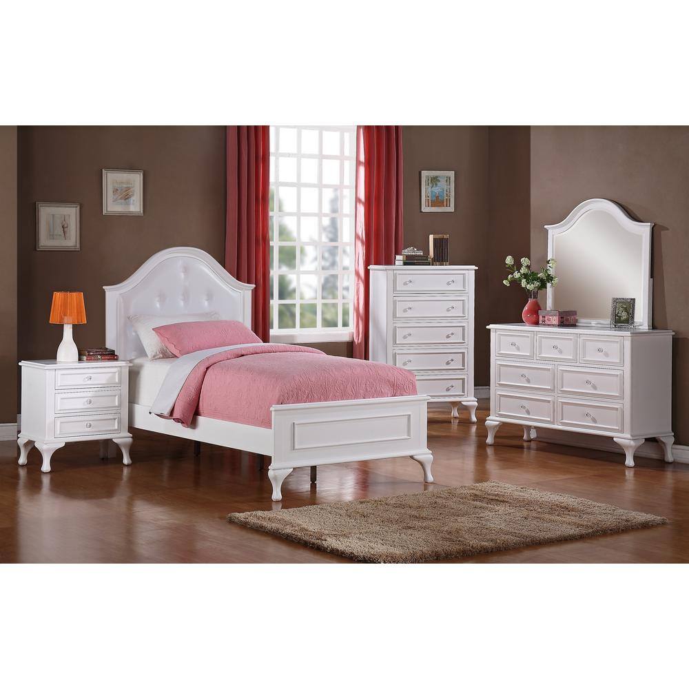 White 5-Drawer Chest with Crystal Knobs and Felt Lined Drawer