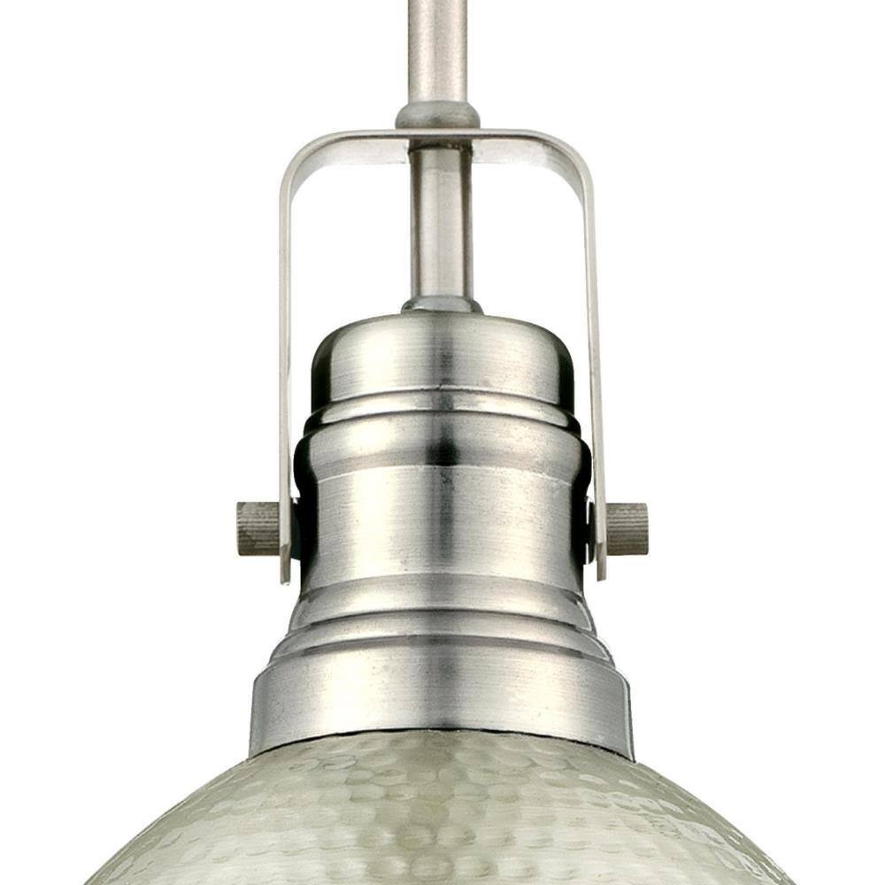 Brushed Nickel Mini Pendant Light with Hammered Dome Shade