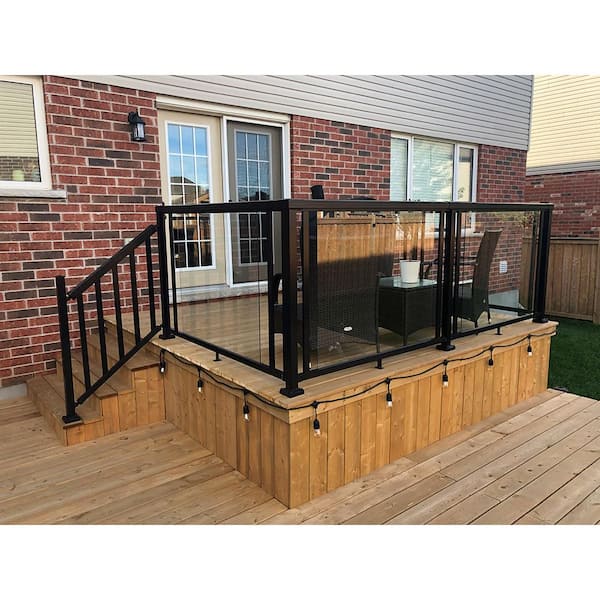 6 ft. Black Aluminum Deck Railing Wide Stair Picket and Spacer Kit for 42 in. high system