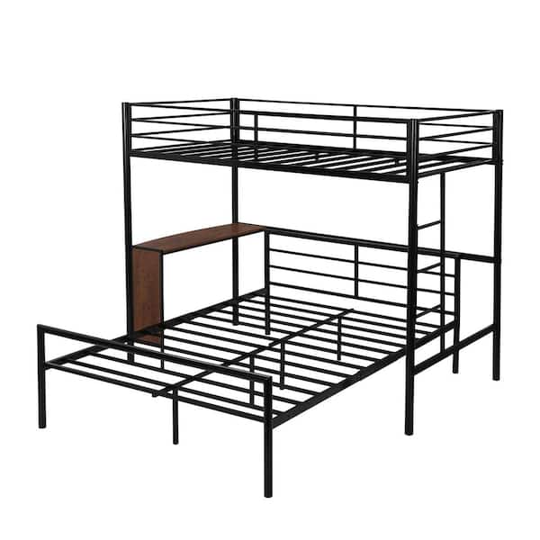 Qualfurn Black Metal Twin Over Full Bunk Bed With Built In Desk Bwm001108b The Home Depot Black Metal Twin Over Full Bunk Bed, Queen And Twin Bunk Bed With Desk