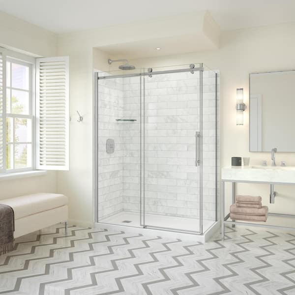 MAAX Odyssey SC 60 in. x 32 in. x 78 in. 8mm Sliding Shower Door for Corner Installation with Clear glass in Chrome