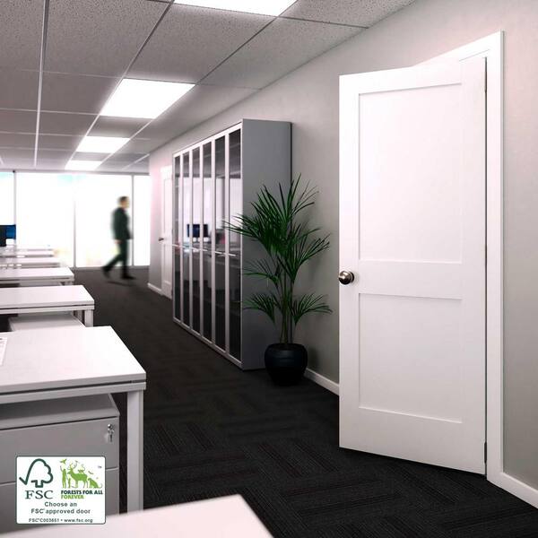 Eightdoors 30 In X 80 In X 1 3 8 In Shaker White Primed 2 Panel Solid Core Wood Interior Slab Door 70288014803035sh The Home Depot