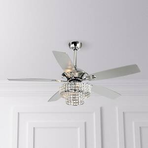 Howell 52 in. Indoor Chrome Downrod Mount Crystal Chandelier Ceiling Fan with Light Kit and Remote Control