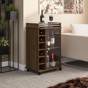 Newport 6-Bottle Dark Brown Bar Cabinet