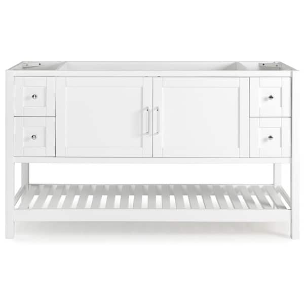 Alaterre Furniture Bennet 60 in. W x 21 in. D x 34 in. H Bath Vanity Cabinet without Top in White