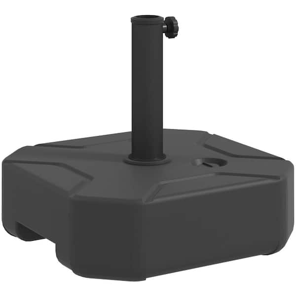 55 lbs. Sand / 44 lbs. Water Black HDPE Square Fillable Outdoor Umbrella Base, Heavy Duty Weighted Stand for Poolside