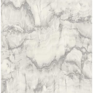 Aura Silver Marble 20.5 in. x 33 ft. Unpasted Peelable Paper Wallaper