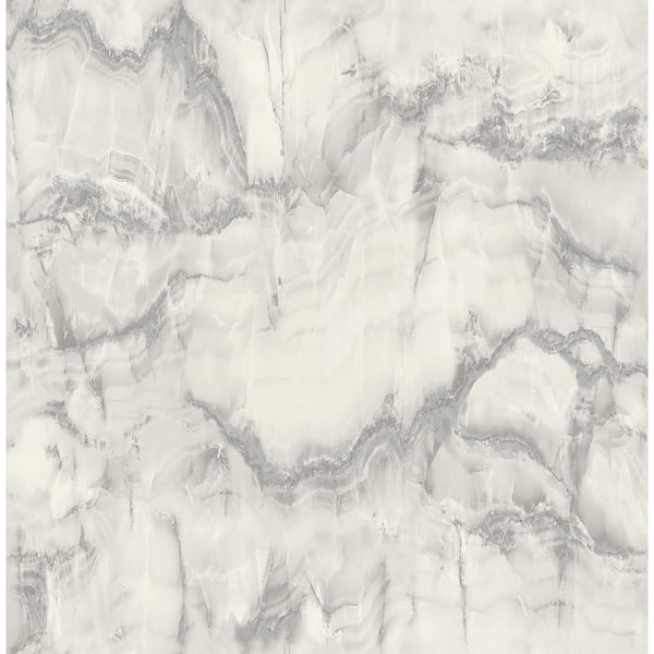 Crown Aura Silver Marble 20.5 in. x 33 ft. Unpasted Peelable Paper Wallaper