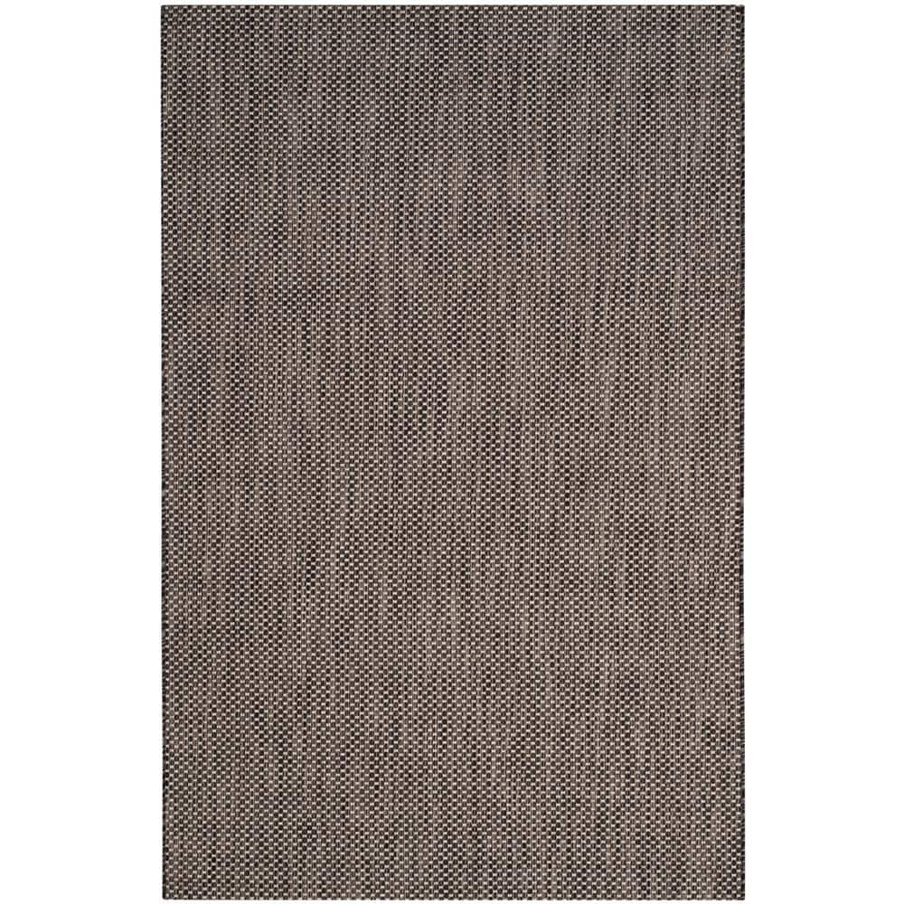 Black and Beige Rectangular Synthetic Outdoor Rug
