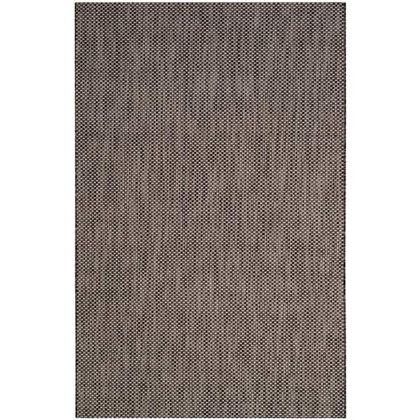 Courtyard Black/Beige 4 ft. x 6 ft. Solid Indoor/Outdoor Patio  Area Rug
