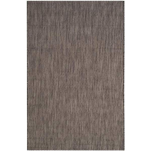 SAFAVIEH Courtyard Black/Beige 5 ft. x 8 ft. Solid Indoor/Outdoor Patio  Area Rug