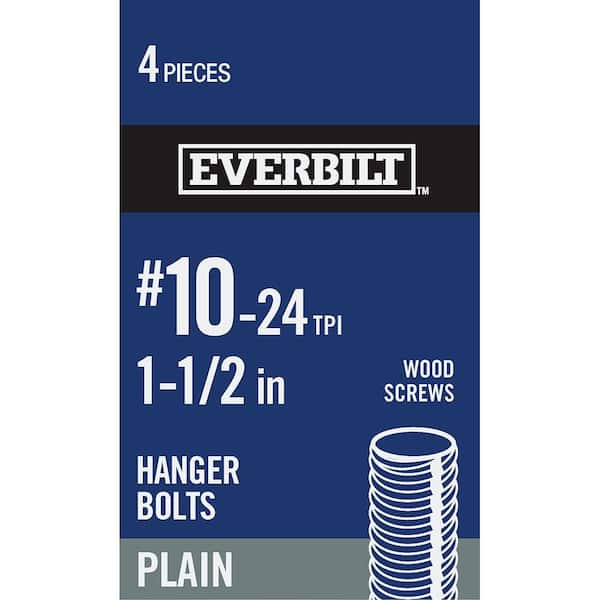 Everbilt #10-24 x 1-1/2 in. Coarse/Standard Steel Plain Hanger Bolts (4-Pack)
