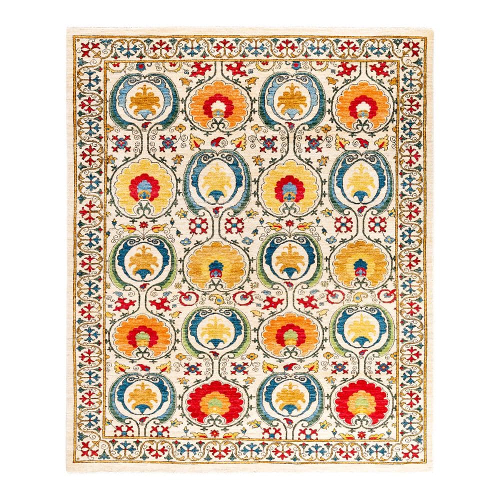 Suzani Ivory 6 X 9 Hand-Knotted Wool Indoor Area Rug price history on PriceWatchPro