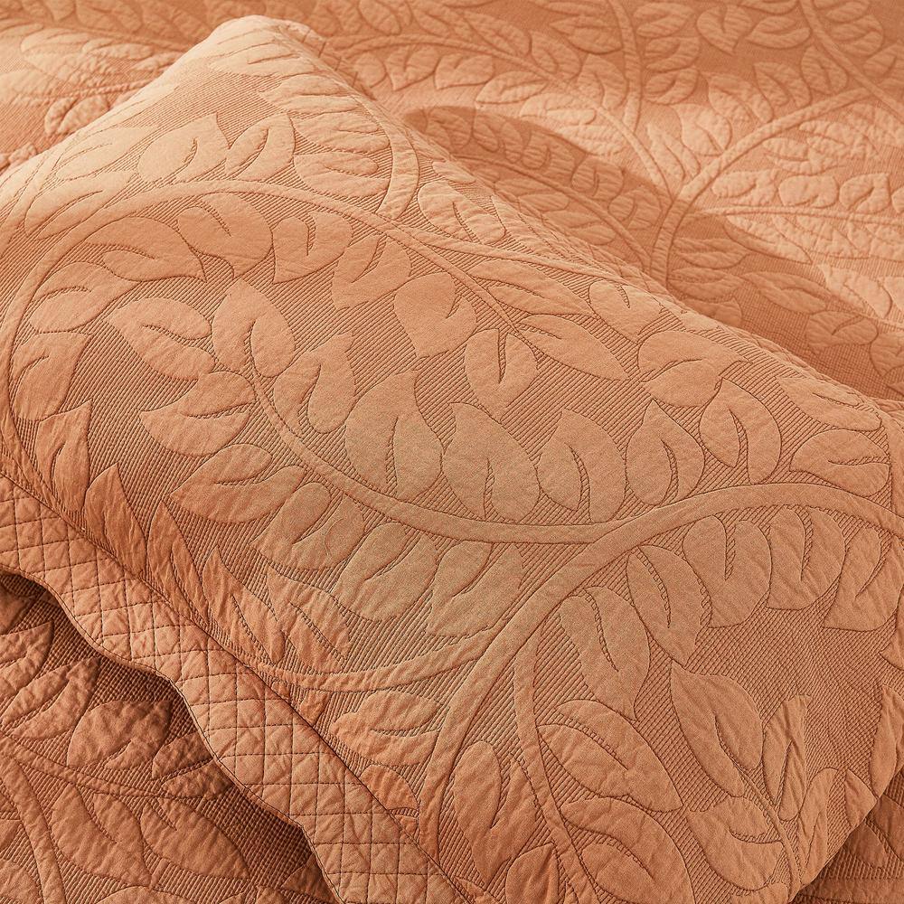 Standard Royal Orange Cotton Embroidered Pillow Shams
