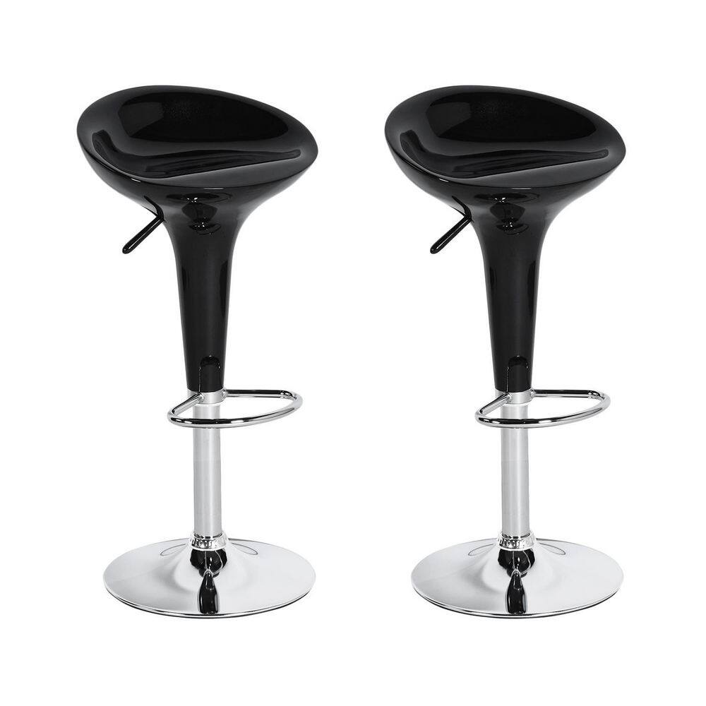 Homy Casa Baer 22.4 in. to 30.5 in Adjustable Height Black Backless Metal Frame Counter and Bar Stool with ABS Seat (Set of 2), Black-Baer