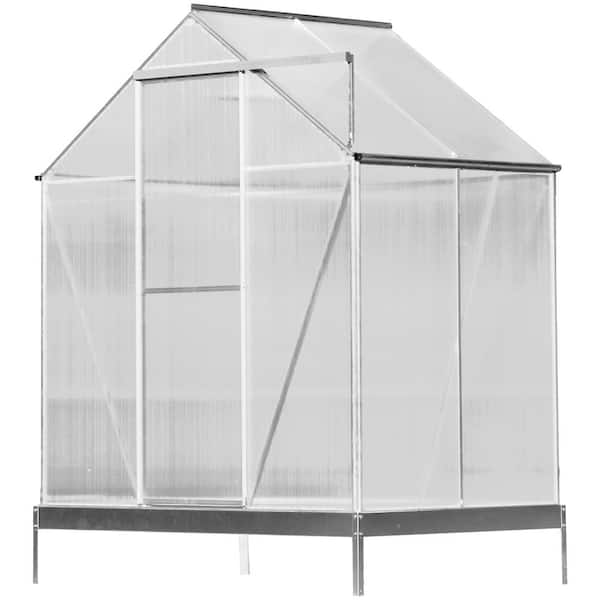 75.2 in. W x 51.2 in. D x 96.8 in. H Polycarbonate Outdoor Aluminum Walk-In Greenhouse with Rain Gutter, Vent and Door