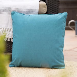 15 x 15 inch Teal Square Outdoor Throw Pillow, Waterproof Decorative Pillow for Patio Furniture