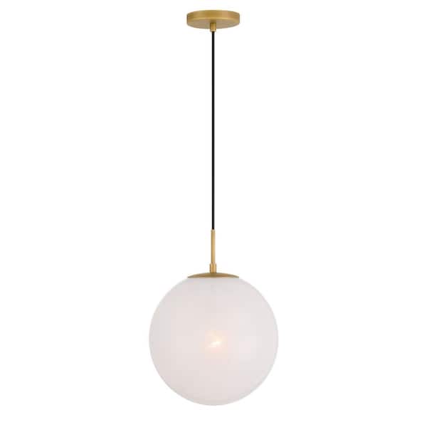 Mist 60-Watt 1-Light Legacy Brass Globe Mini-Pendant Light with an Alabaster Glass Shade, No Bulb Included