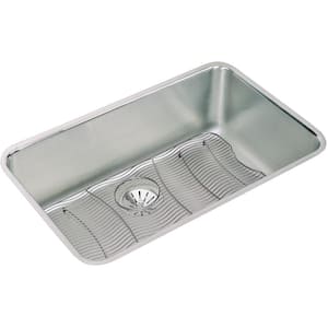 Lustertone Undermount Stainless Steel 31 in. Single Bowl Kitchen Sink Kit